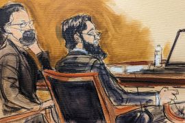 A courtroom sketch shows the defendant, Sayfullo Saipov, right, in in federal court in New York, on January 25, 2023 [Elizabeth Williams/AP Photo]