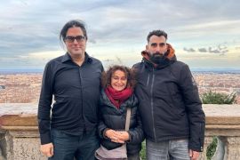 Emmanuelle Alifar in Lyon with Sammy B (L) and Laurent W (R)[Emmanuelle Alifar/Al Jazeera]