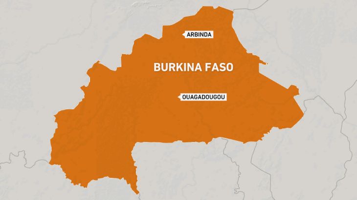 Map of Burkina Faso showing northern town of Arbinda and the capital Ouagadougou