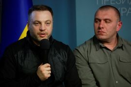 Acting Head of the Ukraine's State Security Service Vasyl Maliuk and Interior Minister Denys Monastyrskyy