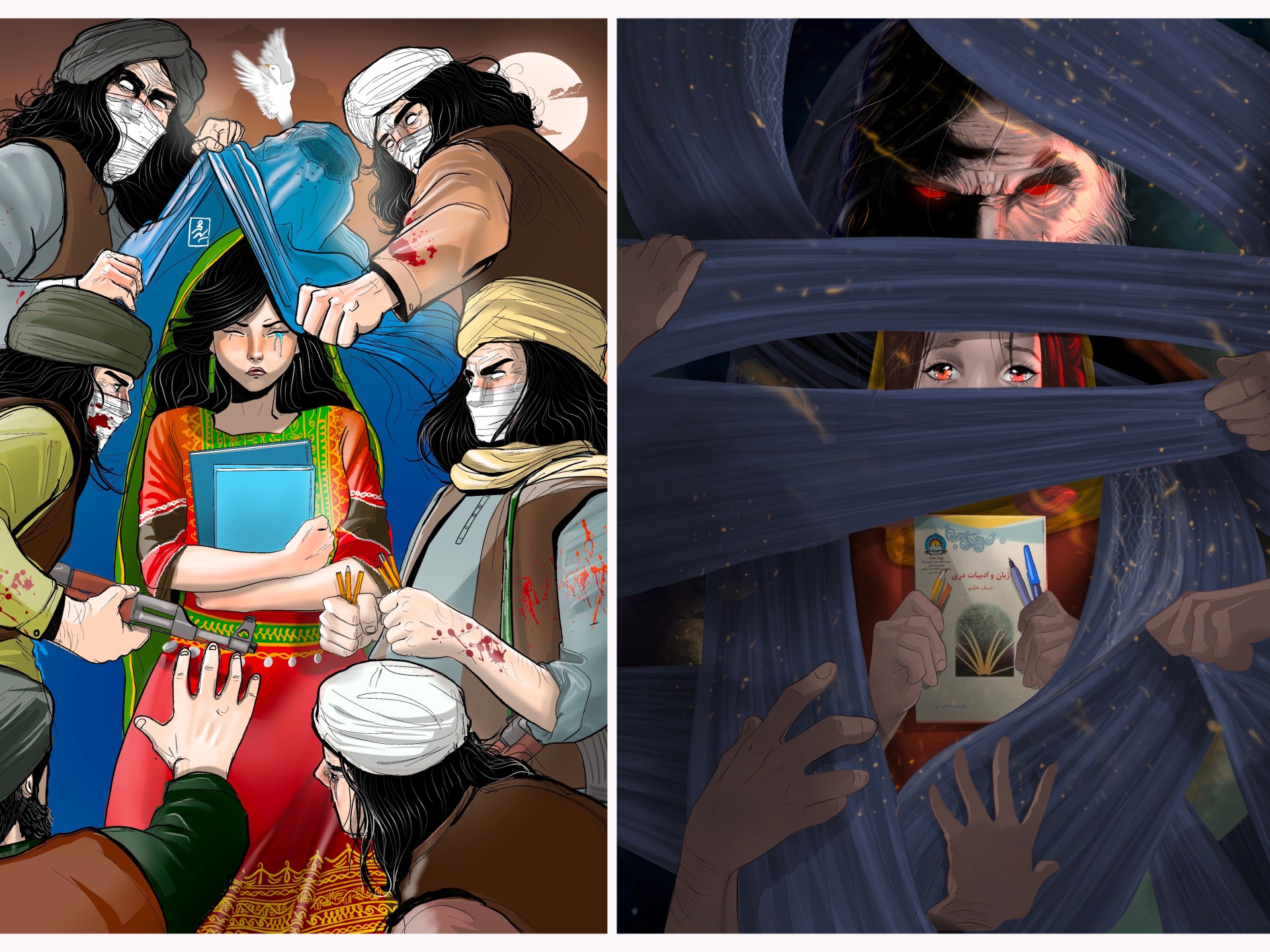 Afghan cartoonist, now a refugee, sheds light on plight of women