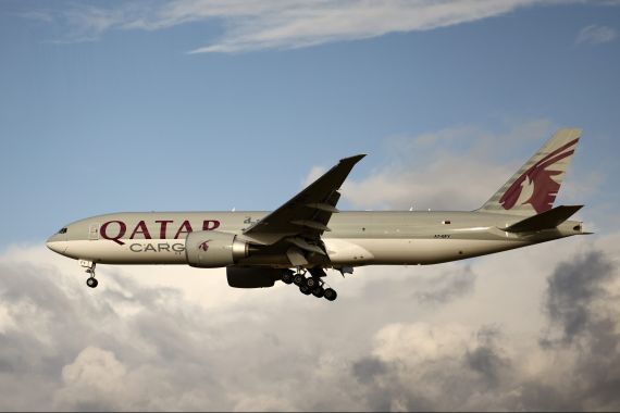 A Qatar Airways cargo Boeing 777 plane takes off from Paris Charles de Gaulle airport in Roissy-en-France near Paris, France, December 2, 2021. REUTERS/Sarah Meyssonnier