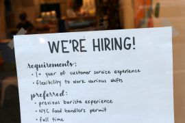Sign that reads: "We're hiring"