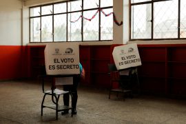 Ecuadoreans cast their votes in a constitutional referendum and local elections, in Latacunga