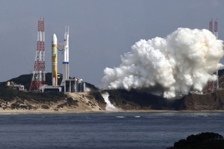An H3 rocket carrying a land observation satellite fails to lift off after apparent engine failure at the Tanegashima Space Center in Kagoshima Prefecture, southwestern Japan February 17, 2023, in this photo taken by Kyodo. Mandatory credit Kyodo via REUTERS ATTENTION EDITORS - THIS IMAGE WAS PROVIDED BY A THIRD PARTY. MANDATORY CREDIT. JAPAN OUT. NO COMMERCIAL OR EDITORIAL SALES IN JAPAN