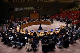 The United Nations Security Council meets to discuss the issue of Israeli settlement activities in the occupied Palestinian territory at UN headquarters in New York City, the US.