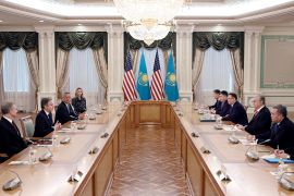 Delegations, led by Kazakh President Kassym-Jomart Tokayev and U.S. Secretary of State Antony Blinken, hold talks in Astana, Kazakhstan, February 28, 2023. Olivier Douliery/Pool via REUTERS