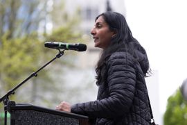 Seattle City Councilmember Kshama Sawant speaks during a "Rally to Defend Roe v. Wade" and "Stand up for Abortion and LGBTQ Rights" event in Seattle, Washington on May 3, 2022. - The Supreme Court is poised to strike down the right to abortion in the US, according to a leaked draft of a majority opinion that would shred nearly 50 years of constitutional protections. The draft, obtained by Politico, was written by Justice Samuel Alito, and has been circulated inside the conservative-dominated court, the news outlet reported. Politico stressed that the document it obtained is a draft and opinions could change. The court is expected to issue a decision by June. The draft opinion calls the landmark 1973 Roe v Wade decision "egregiously wrong from the start." (Photo by Jason Redmond / AFP)