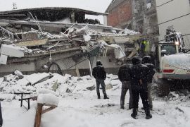 Snow in Adana, Turkey as rescuers search for people trapped under rubble [Mustafa Yılmaz/Anadolu Agency]