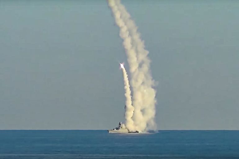 A Russian long-range Kalibr cruise missiles
