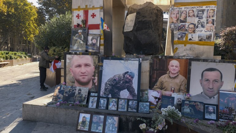 A photo of a memorial to the victims of Russia's war on Ukraine.