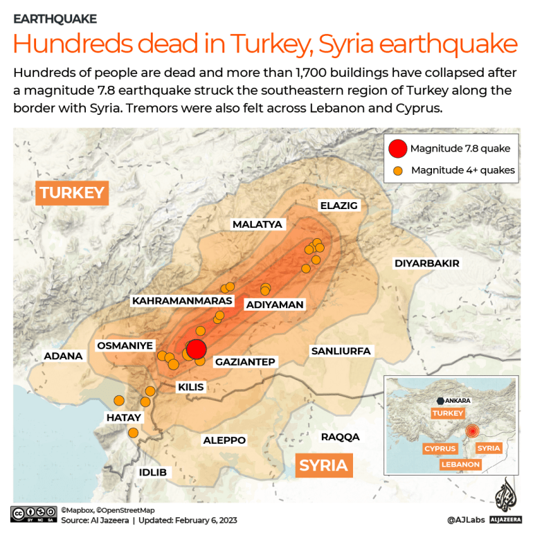 INTERACTIVE Turkey Syria earthquake location