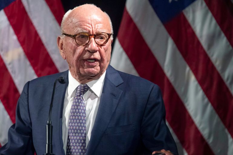 Fox Corp Chairperson Rupert Murdoch speaking at an event in 2019.