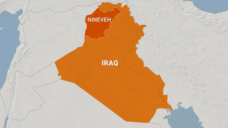 Mapa da província de Nínive, Iraque