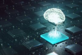A decorative image of a brain above a computer chip.