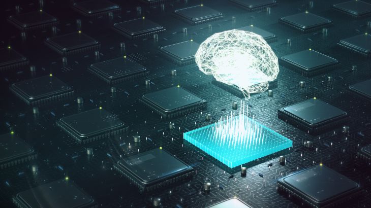 A decorative image of a brain above a computer chip.
