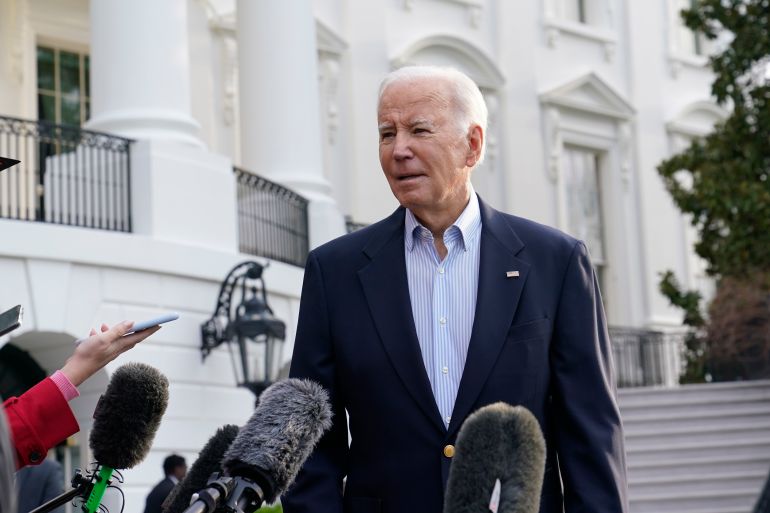 President Joe Biden talks with reporters on the South Lawn of the White House in Washington, Friday, March 31, 2023 before boarding Marine One. Biden is heading to Mississippi to survey damage from a recent tornado. (AP Photo/Susan Walsh)