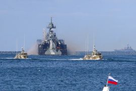 A view shows the Russian Navy's vessels near the Black Sea port of Sevastopol,