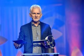 FILE PHOTO: Human rights activist Ales Bialiatski, founder of the organisation Viasna (Belarus), receives the 2020 Right Livelihood Award at the digital award ceremony in Stockholm, Sweden