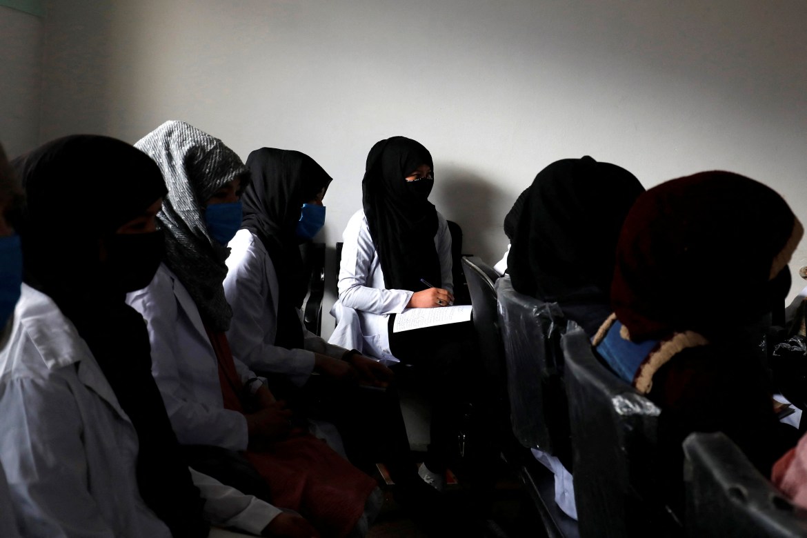 Trainee midwives attend a training class in Bamiyan, Afghanistan