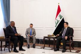 Iraqi Prime Minister Mohammed Shia al-Sudani meets with U.S. Defense Secretary Lloyd Austin.