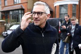 Former British football player and BBC presenter Gary Lineker walks outside his home in London