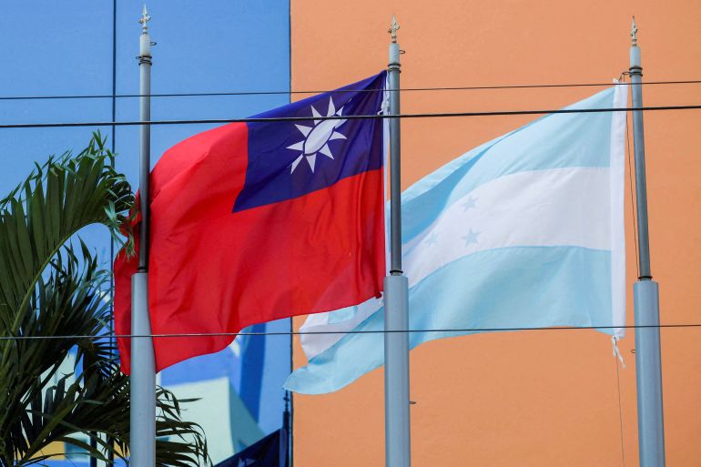 The flags of Honduras and Taiwan