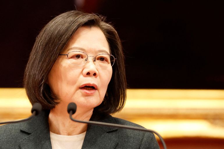 Taiwan's President Tsai Ing-wen will transit through the US during her planned visit to Central America [File: Carlos Garcia Rawlins/Reuters]