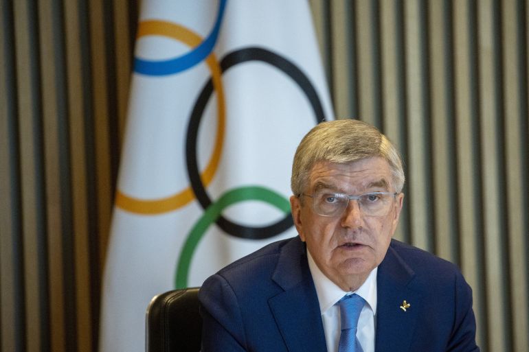 International Olympic Committee (IOC) President Thomas Bach attends the opening of the Executive Board meeting