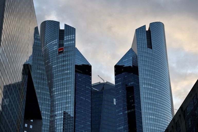 Societe Generale at the financial and business district of La Defense in Puteaux near Paris, France, October 23, 2021.