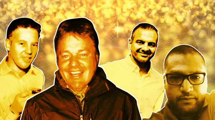 Composite image of gold smugglers Simon Rudland, Mo Dollars, Howie Baker and Andre Greyvenstein.