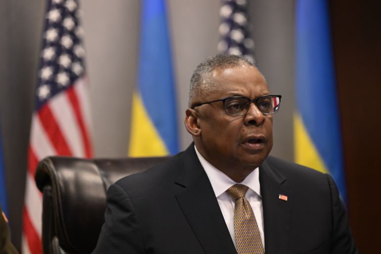 ARLINGTON, VIRGINIA - MARCH 15: US Defense Secretary Lloyd Austin speaks before a virtual meeting of Ukraine Defense Contact Group at the Pentagon on March 15, 2023 in Arlington, Virginia. Andrew Caballero-Reynolds - Pool/Getty Images/AFP (Photo by POOL / GETTY IMAGES NORTH AMERICA / Getty Images via AFP)