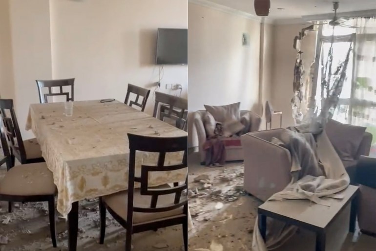 The damage to Majid Maali's apartment 