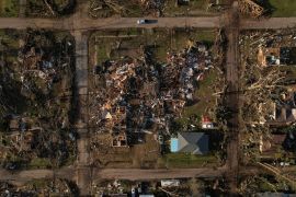 An aerial view of the damage following a tornado in Wynne, Arkansas, U.S. April 1, 2023. REUTERS/Cheney Orr     TPX IMAGES OF THE DAY