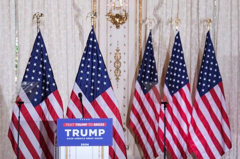 Empty Trump podium
