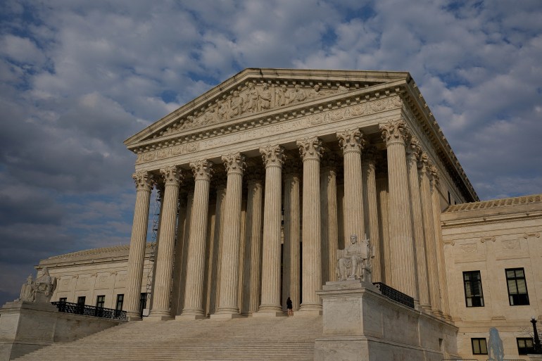 The exterior of the Supreme Court in the US