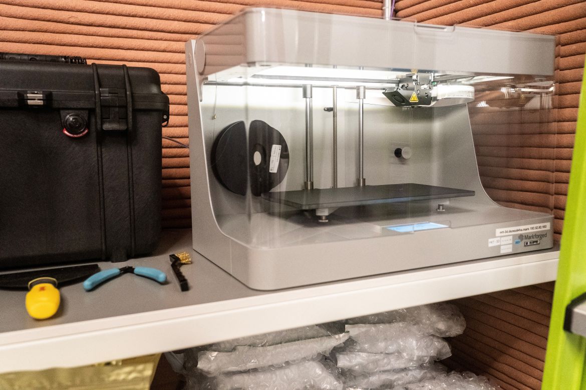 A 3D printer is seen inside the Mars Dune Alpha