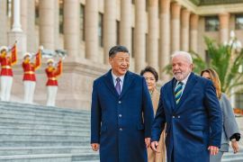 Brazil’s President Luiz Inacio Lula da Silva and China’s President Xi Jinping attend a welcoming ceremony at the Great Hall of the People in Beijing on April 14, 2023 [File: Ricardo Stuckert/Handout via Reuters]