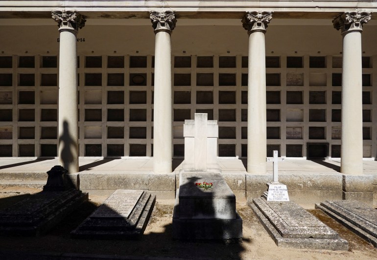 Tombs of the Primo de Rivera family are seen on the San Isidro cemetery in Madrid