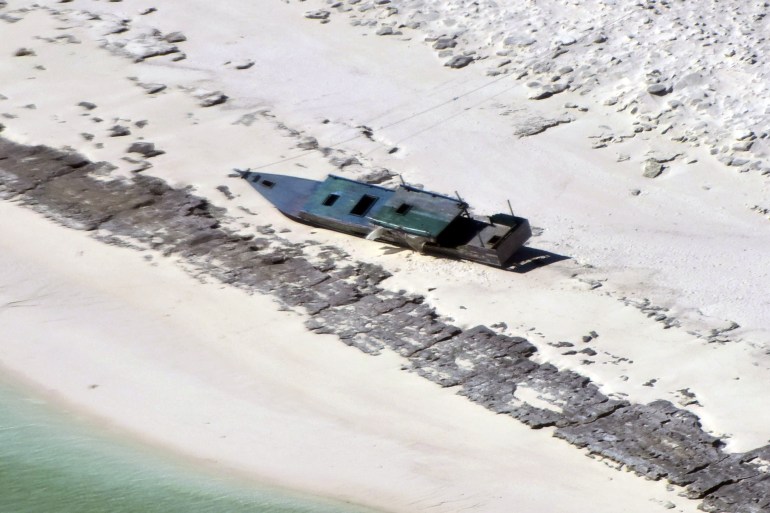 The Indonesian fishing boat Express 1 that ran aground on Bedwell Island during Cyclone Ilsa