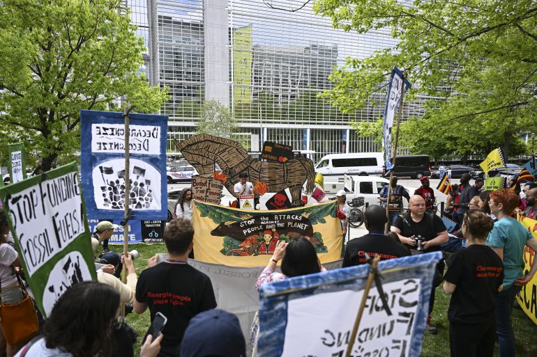 Climate protest in front of IMF and World Bank's Spring Meetings in Washington DC