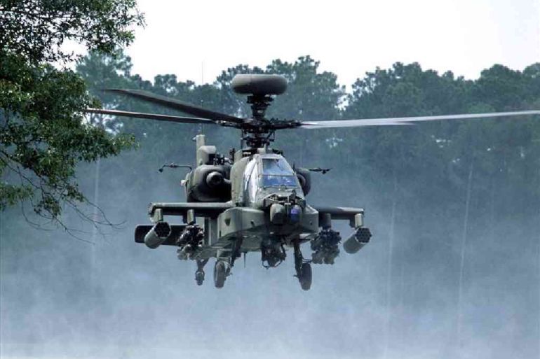 US Army Apache AH-64D attack helicopter in flight, photo