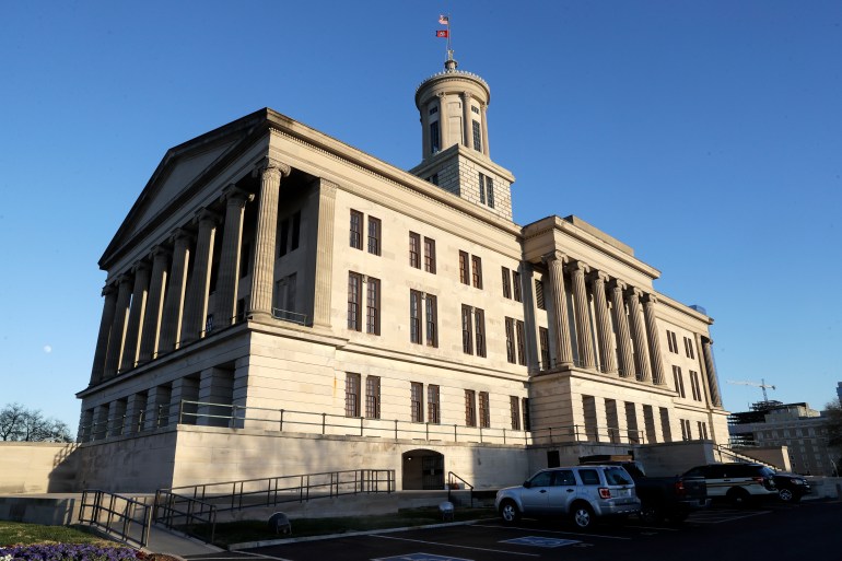 The exterior of the Tennessee capitol in Nashville