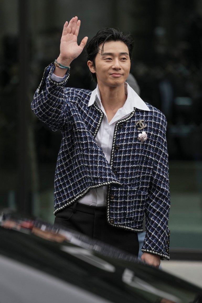 South Korean actor Park Seo-joon attends the Chanel Fall/Winter 2023-2024 ready-to-wear collection presented Tuesday, March 7, 2023 in Paris.