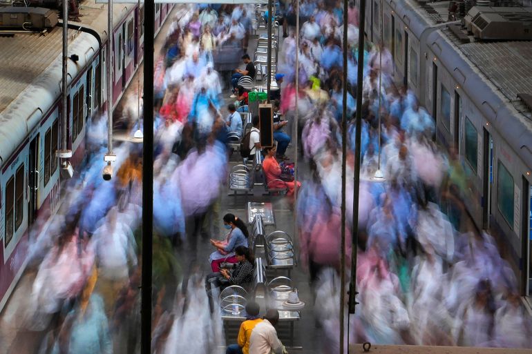 A general view of churchgate station during peak hours in Mumbai,