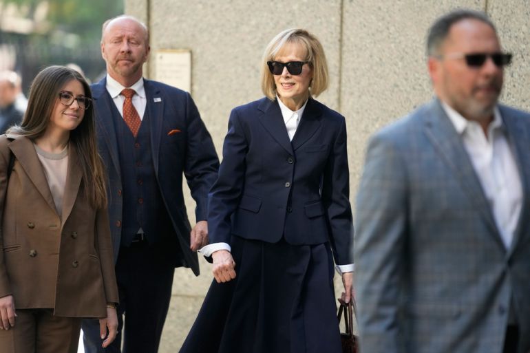 E Jean Carroll arrives at a court house in New York