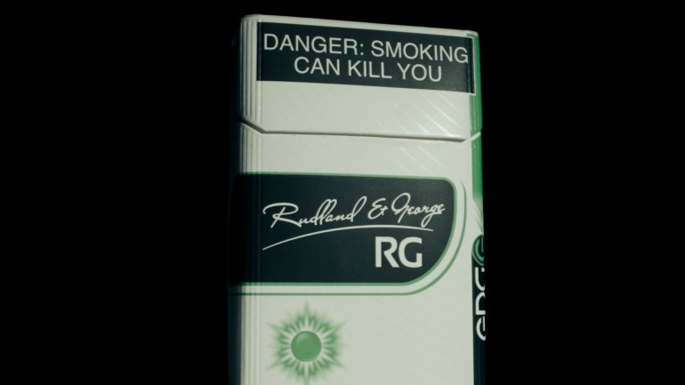 A pack of Simon Rudland's cigarette brand, Rudland & George 