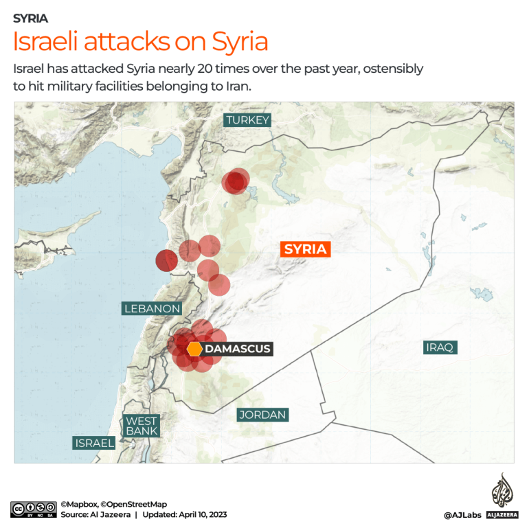 map of israeli attacks on syria in the past year