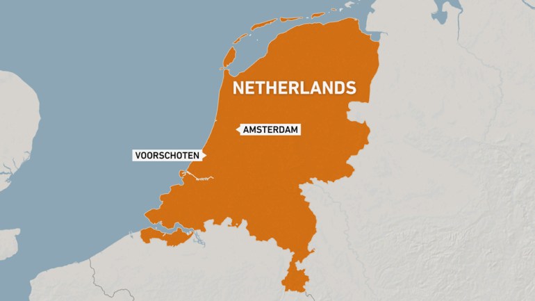 A map of the Netherlands showing the location of the crash