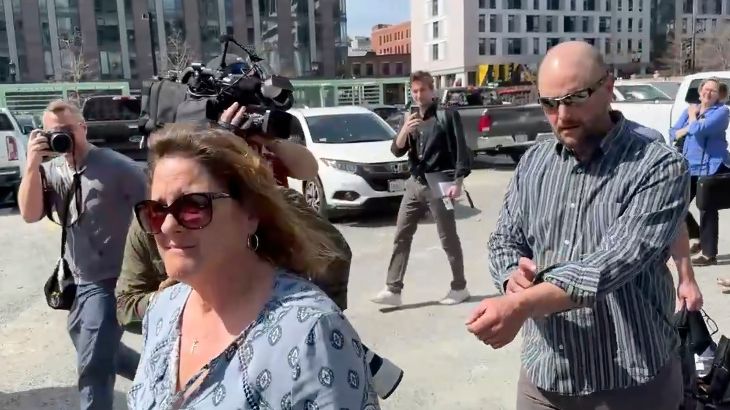 Jack Teixeira's family members leave the Moakley federal courthouse in Boston